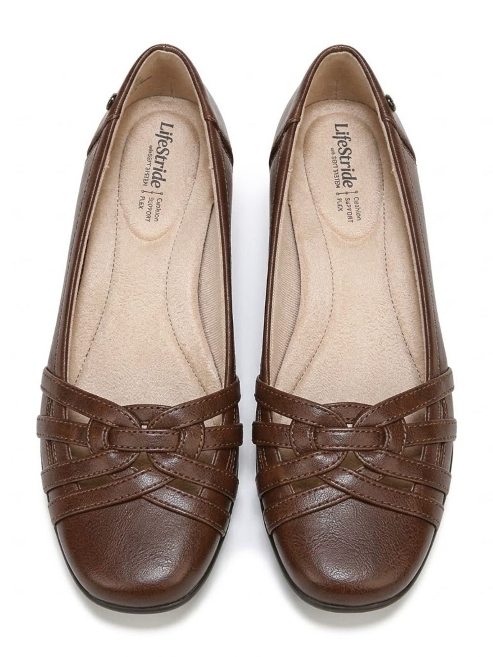 LifeStride Brown Woven Comfort Ballet Flats Women’s Size 8.5 N